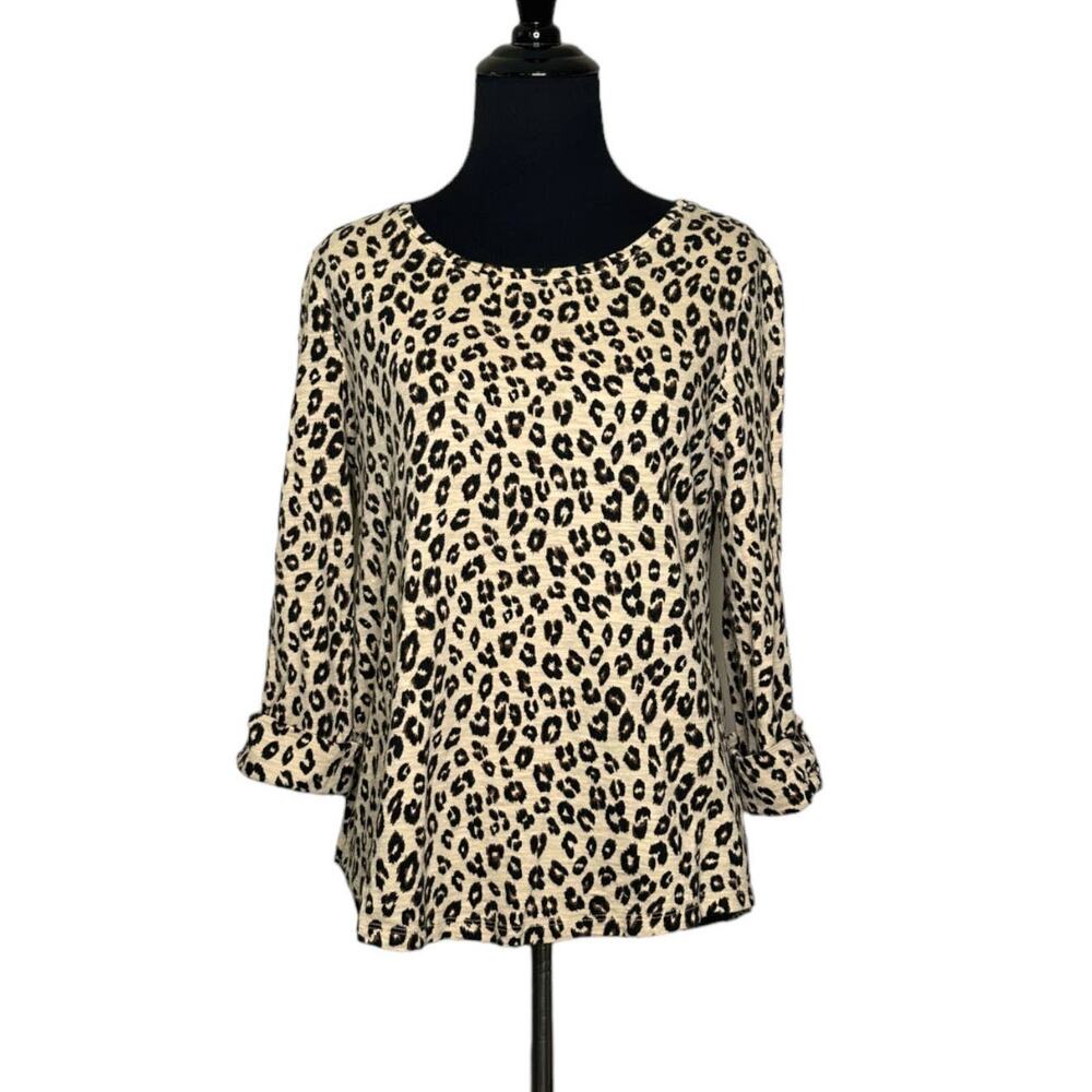 Chico's beige animal print 3/4 sleeves top size 0 - small